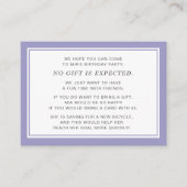 パープルホワイトフィバー5ドルバースデーパーティー エンクロージャーカード (正面)