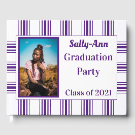 パープルホワイトフォト卒業パーティー ゲストブック