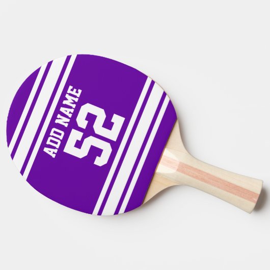 パープルホワイトフットボールジャージー名前をカスタムする番号 卓球ラケット (横)