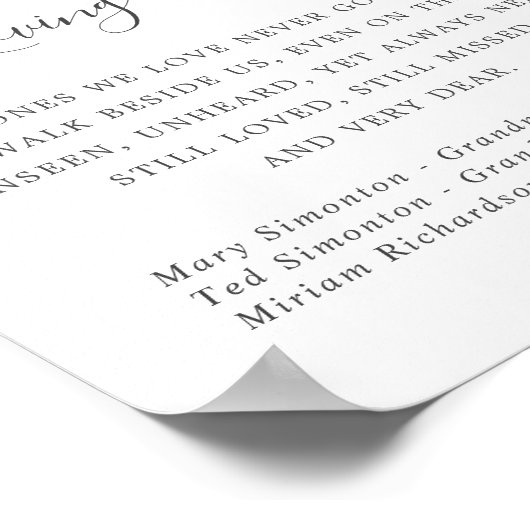 パープルホワイトフラワーのウェディングメモリアルサイン ポスター (角)