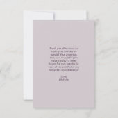 パープルホワイトフラワーズバタフライ誕生日 サンキューカード (裏面)