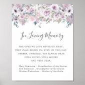 パープルホワイトフラワー結婚式追悼看板 ポスター (正面)