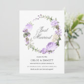 パープルホワイトフローラたった今結婚しました 案内状 (スタンド正面)