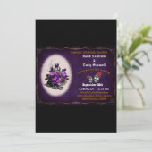 パープルホワイトフローラゴシックスカルハロウィン結婚ズ 招待状 (スタンド正面)