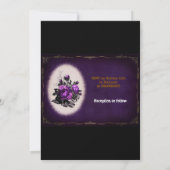 パープルホワイトフローラゴシックスカルハロウィン結婚ズ 招待状 (裏面)