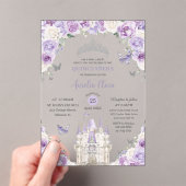 パープルホワイトフローラプリンセスキャッスルキンセアニェラXV アクリル招待状 (インサイチュ (ポータブル))