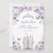 パープルホワイトフローラプリンセスキャッスルキンセアニェラXV 招待状 (裏面)
