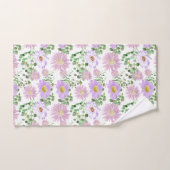 パープルホワイトフローラユーカリ緑エレガント園 バスタオルセット (ハンドタオル)