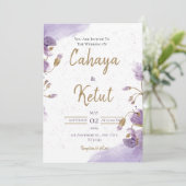 パープルホワイトフローラ結婚式招待状 招待状 (スタンド正面)