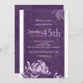 パープルホワイトフローラ45thバースデーパーティー 招待状 (正面/裏面)