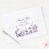 パープルホワイトブルーサンキュー結婚式の引き出物ラベル スクエアシール (封筒)
