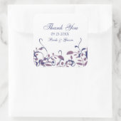 パープルホワイトブルーサンキュー結婚式の引き出物ラベル スクエアシール (バッグ)