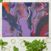 パープルホワイトブルーレッドオレンジ抽象芸術 キッチンタオル (折り畳み)