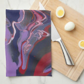 パープルホワイトブルーレッドオレンジ抽象芸術 キッチンタオル (四つ折り)