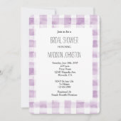 パープルホワイトプレイドストライプブライダルシャワー 招待状 (正面)