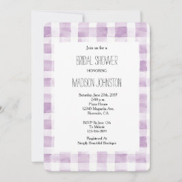 パープルホワイトプレイドストライプブライダルシャワー 招待状