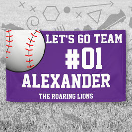 パープルホワイトベースボールチームスピリット 横断幕