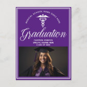 パープルホワイトメディカルスクール写真卒業パーティー ポストカード (正面)