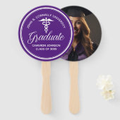 パープルホワイトメディカルスクール卒業パーティー ハンドファン (正面&裏面)