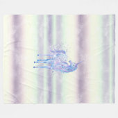 パープルホワイトユニコーンスパークルグリッタードリーム フリースブランケット (正面(横))