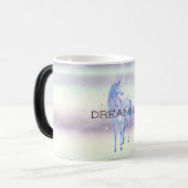 パープルホワイトユニコーンスパークルグリッタードリーム モーフィングマグカップ (正面左)
