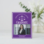 パープルホワイトロースクール写真卒業 案内ポストカード (スタンド正面)
