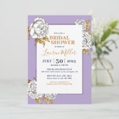 パープルホワイトローズカーネーションフローラブライダルシャワー 招待状 (スタンド正面)
