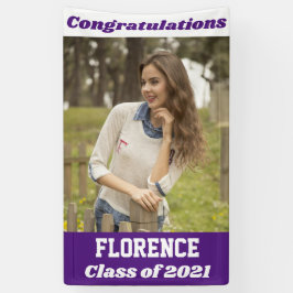 パープルホワイト卒業祝い 横断幕