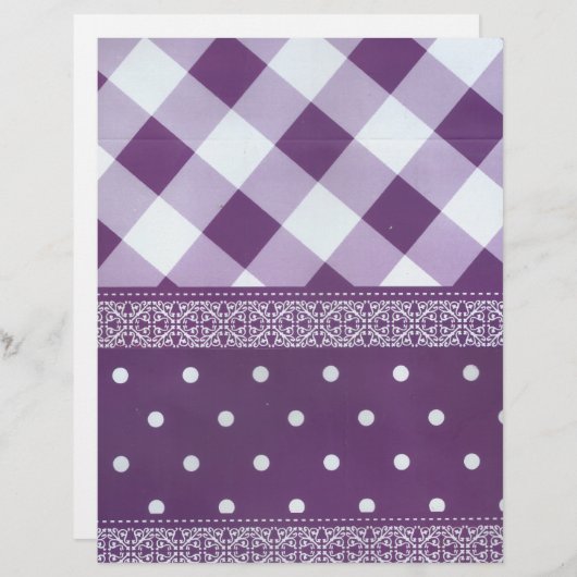 パープルホワイト市松模様に水玉模様フローラダマスクアート (正面/裏面)