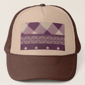 パープルホワイト市松模様に水玉模様フローラダマスクアート キャップ (正面)