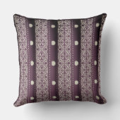 パープルホワイト市松模様に水玉模様フローラダマスクアート クッション (裏面)