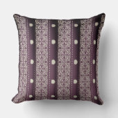 パープルホワイト市松模様に水玉模様フローラダマスクアート クッション (正面)