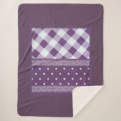 パープルホワイト市松模様に水玉模様フローラダマスクアート シェルパブランケット (正面)