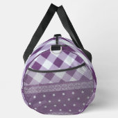 パープルホワイト市松模様に水玉模様フローラダマスクアート ダッフルバッグ (右)
