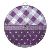 パープルホワイト市松模様に水玉模様フローラダマスクアート ダーツボード (正面)