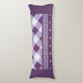 パープルホワイト市松模様に水玉模様フローラダマスクアート ボディピロー (正面縦)