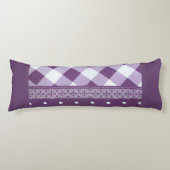 パープルホワイト市松模様に水玉模様フローラダマスクアート ボディピロー (正面)