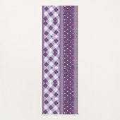 パープルホワイト市松模様に水玉模様フローラダマスクアート ヨガマット (正面)