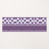 パープルホワイト市松模様に水玉模様フローラダマスクアート ヨガマット (正面(横))