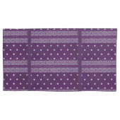 パープルホワイト市松模様に水玉模様フローラダマスクアート 枕カバー (正面左)