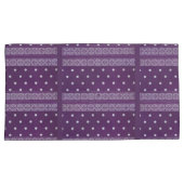 パープルホワイト市松模様に水玉模様フローラダマスクアート 枕カバー (正面右)