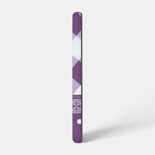 パープルホワイト市松模様に水玉模様フローラダマスクアート SAMSUNG GALAXYケース (左側面)