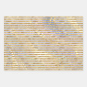 パープルホワイト金ゴールドクリスマスツリーグリッツ ラッピングペーパーシート (正面2)