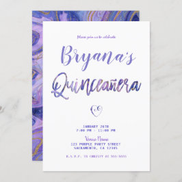 パープルホワイト金ゴールドマーブルシックグラム15キンセアニラ 招待状