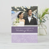 パープルホワイト フォト ウェディング ヴァウ リニューアル インビテーション (スタンド正面)