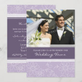 パープルホワイト フォト ウェディング ヴァウ リニューアル インビテーション (正面/裏面)
