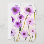 パープルホワイト フラワーズ エレガント ブライダルシャワー 招待状 (裏面)