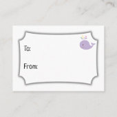 パープルホワールアクセント ディスプレイ ベビーシャワー ギフトカード エンクロージャーカード (裏面)