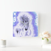 パープルホース スクエア壁時計 (ホーム)