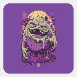 パープルホーンのモンスター ダークコミックステッカー スクエアシール